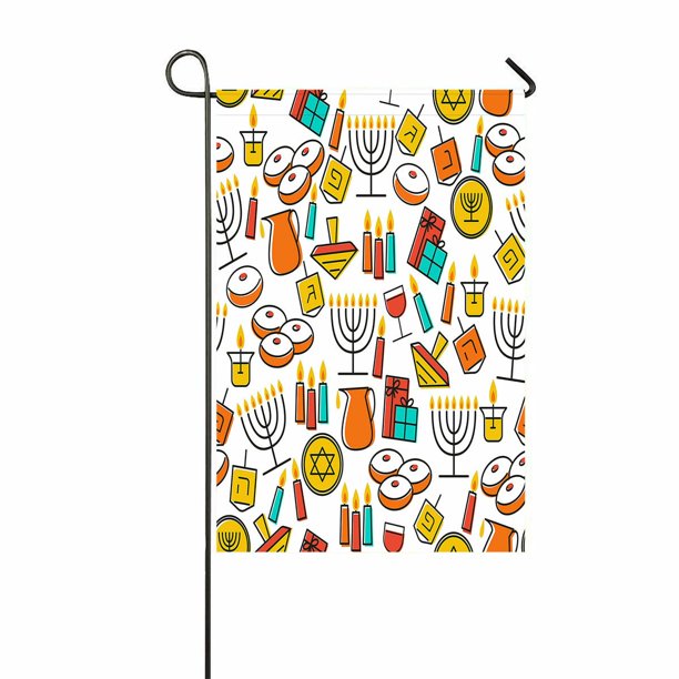 Abphqto Hanukkah Jewish Holiday Symbol Menorah Candles Donuts Home Outdoor Garden Flag House Banner Size 12x18 Inch Walmart Com Walmart Com