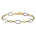 thumbnail image 3 of 10K Two-Tone Gold Link Necklace Chain Polished and Textured Bracelet 7.5 inch 8 mm, 3 of 6