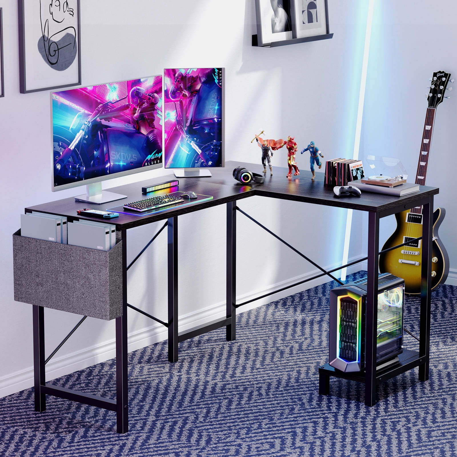 CONCETTA Modern L-Shaped Computer Desk, Sleek Design with Spacious Workspace, Gray
