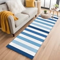 thumbnail image 2 of Blue Stripe Runner Rug 2x6 FT,Non Slip Hallway Carpet,Ombre Geometric Farmhouse Vertical Striped Washable Soft Floor Carpet Non-Shedding Throw Runner Carpet Long Rug for Entryway Kitchen Bedside, 2 of 9