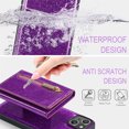 thumbnail image 5 of Tarise 2 in 1 Detachable Wallet Case for iPhone 14, Glitter PU Leather Card Holder Money Pocket Shockproof Kickstand Magnetic Hybrid Slim Phone Back Protective Cover for iPhone 14 6.1 inch, Darkpurple, 5 of 11