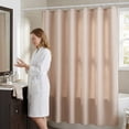 thumbnail image 5 of Unique Bargains Solid Color Linen-Like Shower Curtain with Hooks Beige 71"W x 71"L, 5 of 5