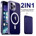 thumbnail image 2 of Funda de cuero transparente con tarjetero para iPhone, 15 Pro Max, 14, 13, 12, 11, XR, XS, X, 7, 8 Plus, Mini, Magsafe, cubierta de carga inalámbrica, 2 of 4