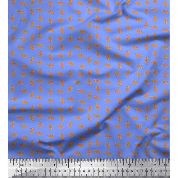 Soimoi Modal Satin Fabric French Horn Musical Instrument Decor Fabric Printed Yard 42 Inch Wide
