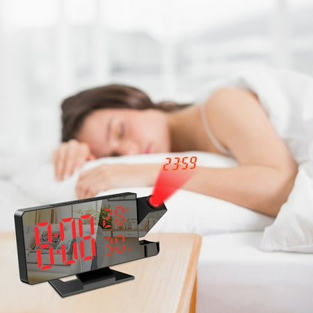 RXMEKW Alarm Clock for Bedroom Projection Alarm Clock, Multi-Function Led Temperature and Humidity Display, Smart Electronic Clock, Memory, Bedroom Table Clock