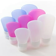 Soft Squeezeable Silicone Clear Pink Blue Travel Size Bottle 1.25oz - Set of 6