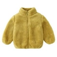 thumbnail image 4 of Povozer Toddler Kids Polar Fleece Warm Jacket Baby Boys Girls Autumn Winter Zip-up Lightweight Long Sleeve Jacket(Yellow,4-5 Years), 4 of 4