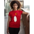 thumbnail image 3 of Ghost With Balloon Pumpkin Halloween Outfit Shirt Women's T-shirt, 2XL, Red, 3 of 6