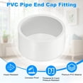 thumbnail image 2 of Uxcell 2-Pack 3 Inch PVC Pipe End Cap Fitting, Adaptador de Tapón de Tubería SCH40 para Fontanería/DIY/Jardín, Conector de Tapa [Blanco], 2 of 6