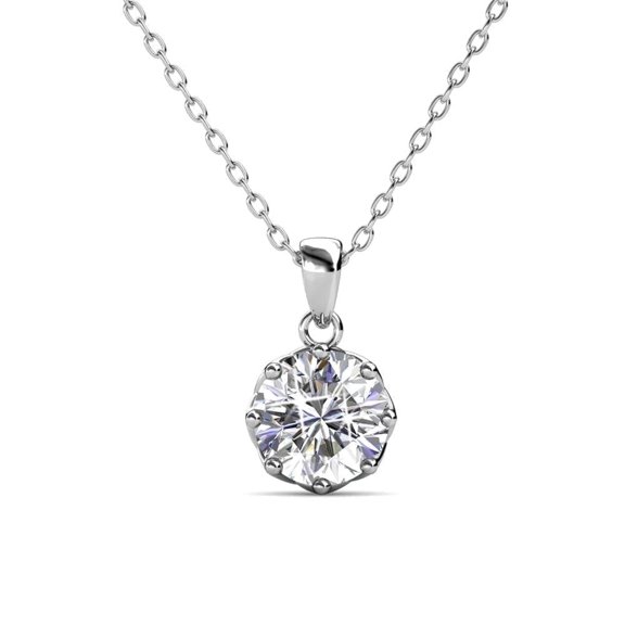 Cate & Chloe Eden 18k White Gold Plated Pendant Necklace with Swarovski Crystal Gift for Women