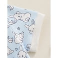 thumbnail image 4 of Mevireiy Baby Girl Easter Summer Romper Bunny Print Short Sleeve Onesie Bodysuit Outfits,Blue,0-3 Months, 4 of 6
