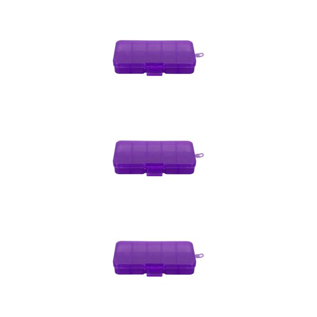 Thinsony 10 Grid Plastic Jewelry Removable Storage Box Beads Container Earring Purple 12.8x6.5x2.2cm 3Set