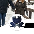 thumbnail image 4 of 3 piezas de guantes de pareja, guantes interconectados, guantes de felpa, mitones de invierno térmicos azul oscuro, 4 of 6