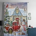 thumbnail image 5 of Christmas Semi Sheer Curtains Drapes for Living Room, Bedroom, French Doors Window 63 Inches Long, Farmhouse Xmas Snowman Truck Tree Rod Pocket Chiffon Curtain Drapery Voile Draperies Panel, 5 of 6