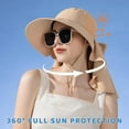 thumbnail image 4 of Women's Sun Hat UPF 50+ Wide Brim Gardening Hat with Bowknot Neck Flap Ponytail, 4 of 9