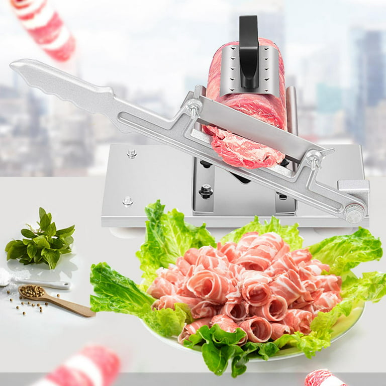 Manual Meat Slicer Stainless Steel Beef Cutter Thin Slicing for Home Cooking Hot Pot, Size: 44x17cm, Silver