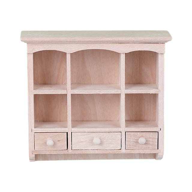 Armario en miniatura para casa de muñecas, estante con cajón, adorno con compartimentos múltiples, modelo clásico de muebles a escala 1/12.