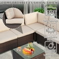thumbnail image 6 of Junkai 6 Piece Rattan Fade Resistant Outdoor Conversation Sets with Sofa and Coffee Table, Brown/Gray, 6 of 7