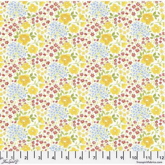 Anne Keenan Higgins Bonjour Paris Belle Fleur Yellow Cotton Fabric by The Yard