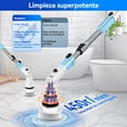 thumbnail image 4 of Cepillo Eléctrico TASVAC IPX5 Resistente al Agua - Mango Largo + 5 Cabezas Intercambiables para Limpieza Profunda en Baño: Azulejos, Pisos y Bañeras, 4 of 9