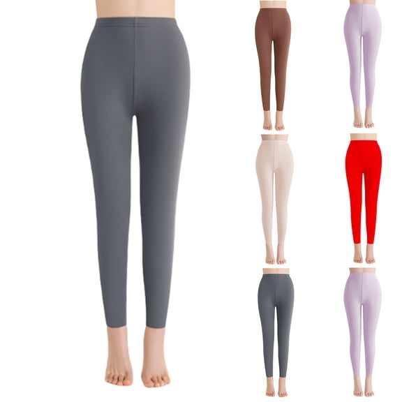 Vekome Women's Yoga Leggings Pants Seamless Solid Lightweight Running Tights Gray L