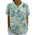 thumbnail image 2 of Rollbacks & More Viikei Women Blouses Summer Short Sleeve Tops,Women's Ladies Fashion Casual Cropped Short Sleeve Printing Loose Shirt Blouse Top Blue M, 2 of 5