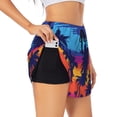 thumbnail image 1 of Balery Beach with Palm Trees Pantalones cortos deportivos para mujer con forro y dos bolsillos, elásticos, para entrenamiento, gimnasio, yoga-Large, 1 of 7