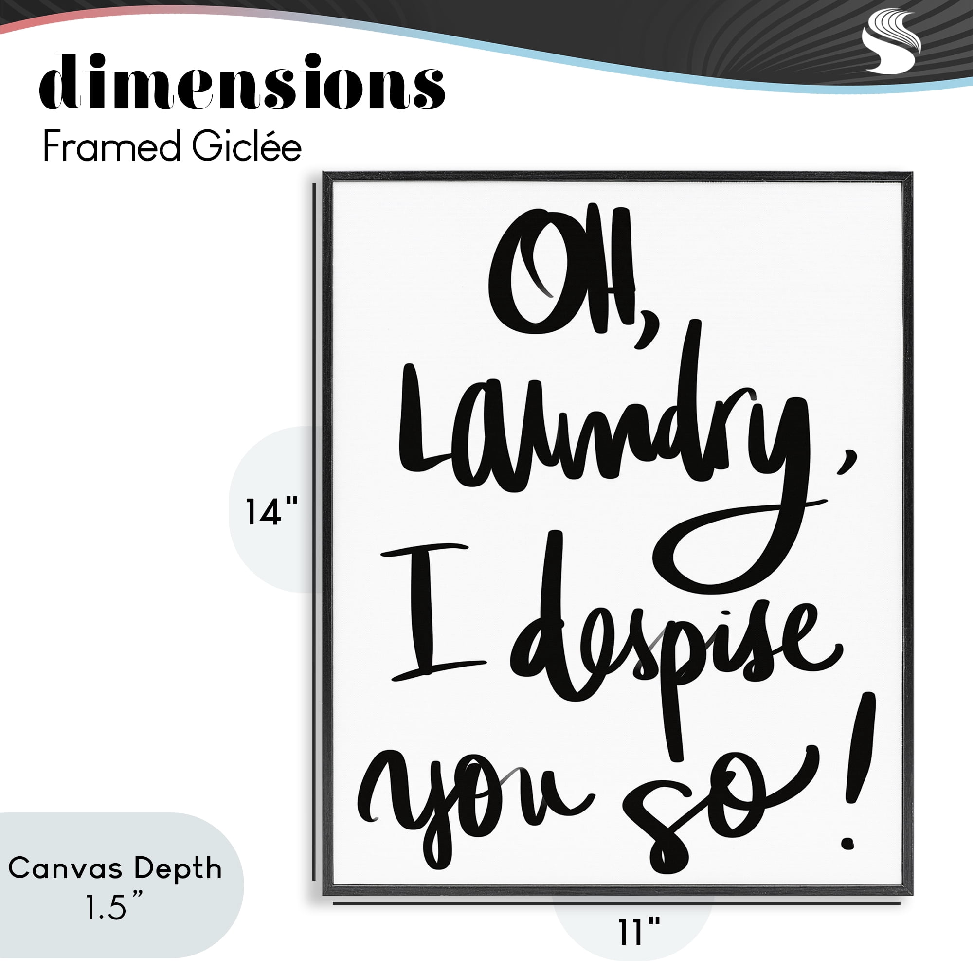 Stupell Industries Laundry I Despise You Black Framed Giclee Art, design by SD Graphics Studio