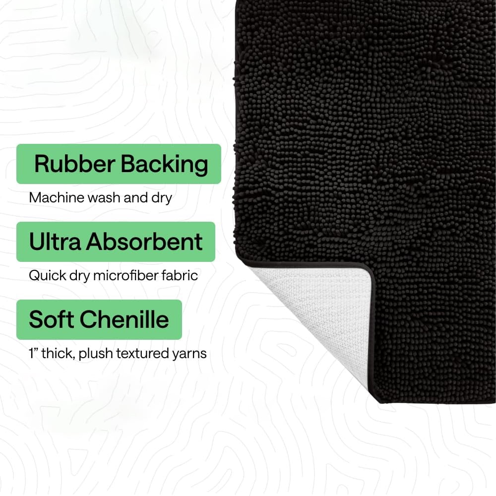 Bath Rug Mat, Thick Soft Absorbent Chenille, Quick Dry Microfiber Mats, Rubber Backing Washable Shower Floor Rugs, US Designed Bathroom Halloween Home Decor Accessories