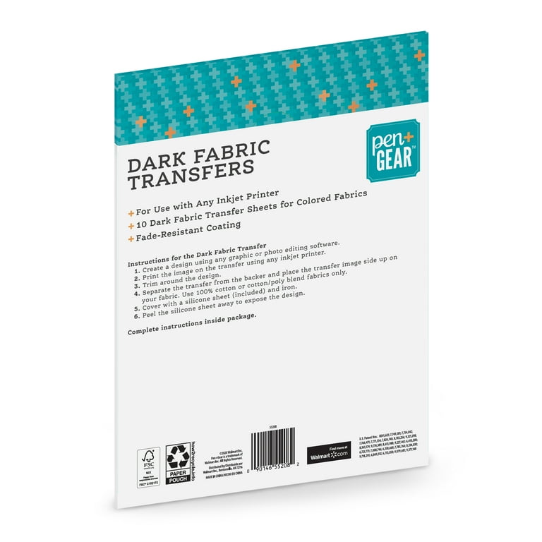 TransOurDream Printable Iron on Heat Transfer Paper for Dark Fabrics, Laser  & Inkjet Printable, 8.5x11, 20 Heat Transfers 