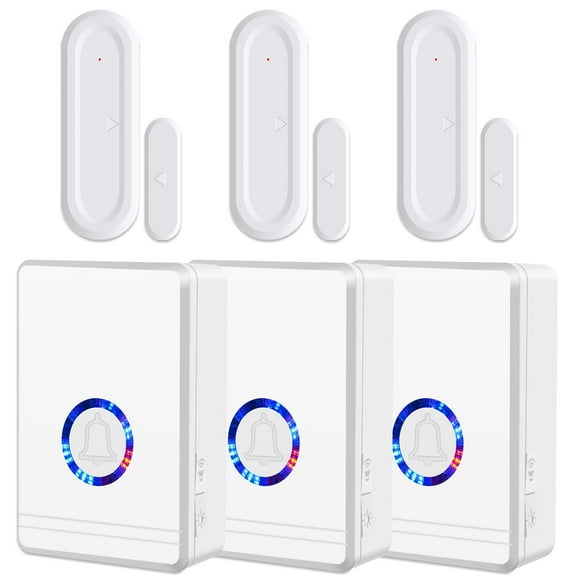 GREENCYCLE Wireless Door Open Sensor Chime, Door Entry Chime with Adjustable Volume, LED Flash, 48 Chimes, Nightlight Function, Magnetic Door Chime for Business Home Office Store, 3 Pack