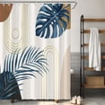 thumbnail image 2 of Boho Navy Abstract Mid Century Leaf Shower Curtain for Bathroom 72W*72H Inch Plant Botanical Palm Curve Minimalist Bathtub Decor Modern Aesthetic Waterproof Polyester Fabric Set with 12 Hooks, 2 of 6