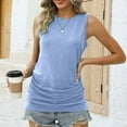 thumbnail image 3 of ZQGJB Plus Size Womens Ruched Tank Tops Loose Fit Crewneck Sleeveless Tops Dressy Casual Solid Color Basic Summer T-Shirts for Women 2024 Light Blue XXXXXL, 3 of 8