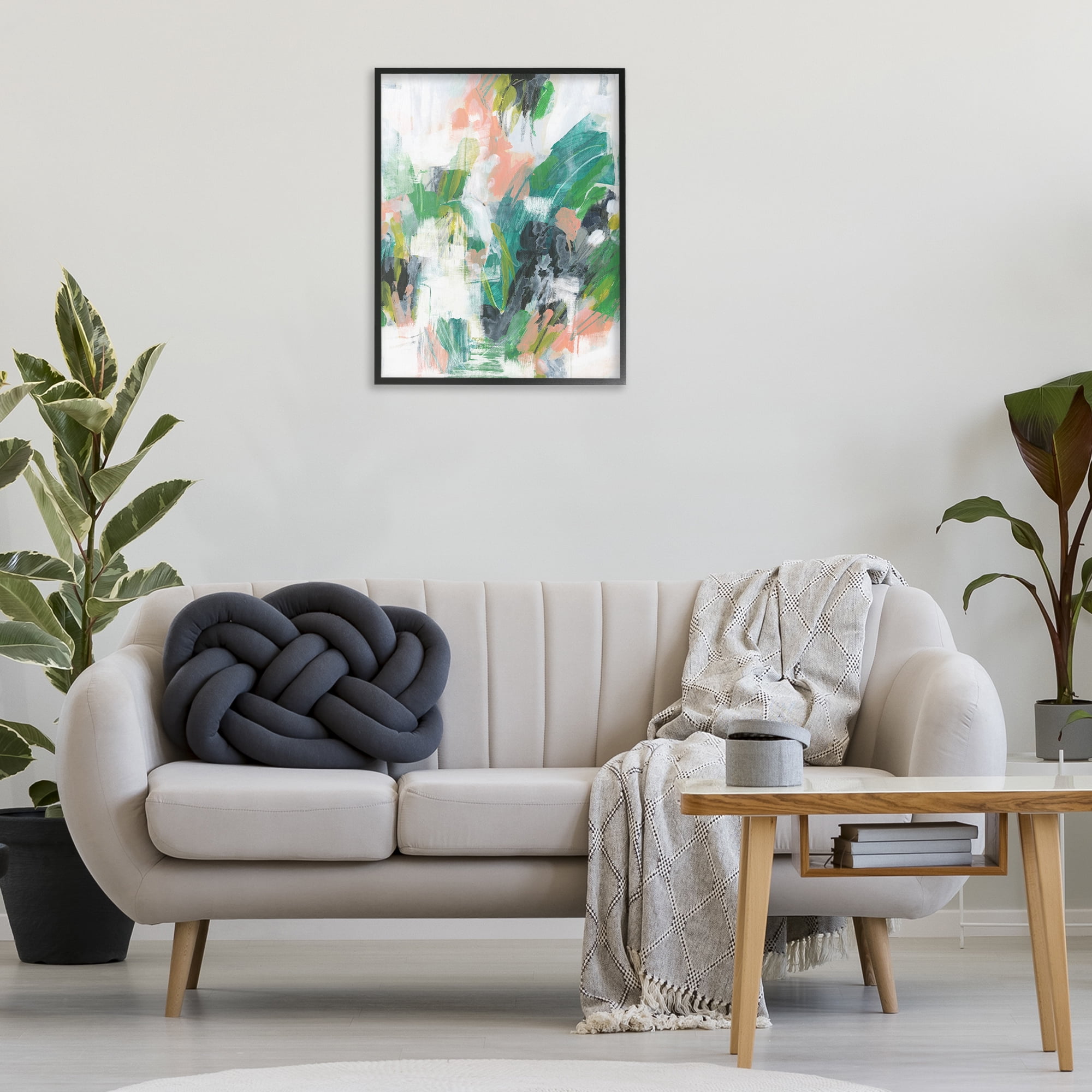 Stupell Industries Chaotic Green Paint Strokes Abstract Painting Black Framed Art Print Wall Art, 24 x 30