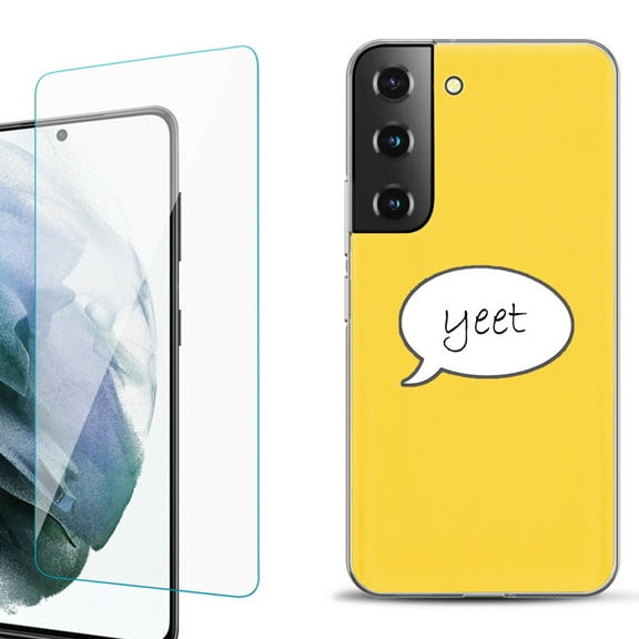 Slim-Fit Fashion Gel Phone Case for Samsung Galaxy S22  5G / S22 Plus 5G, with Tempered Glass Screen Protector, by OneToughShield ® - Yeet