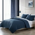 thumbnail image 5 of Excursion Channel Quilted 3 pc F/Q Blush Riverbrook Home Excursion Channel Quilted Microfiber Comforter Set Black - Twin, 5 of 5