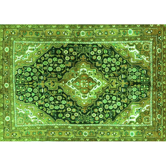 Ahgly Company Indoor Rectangle Medallion Green Traditional Area Rugs, 2' x 5'