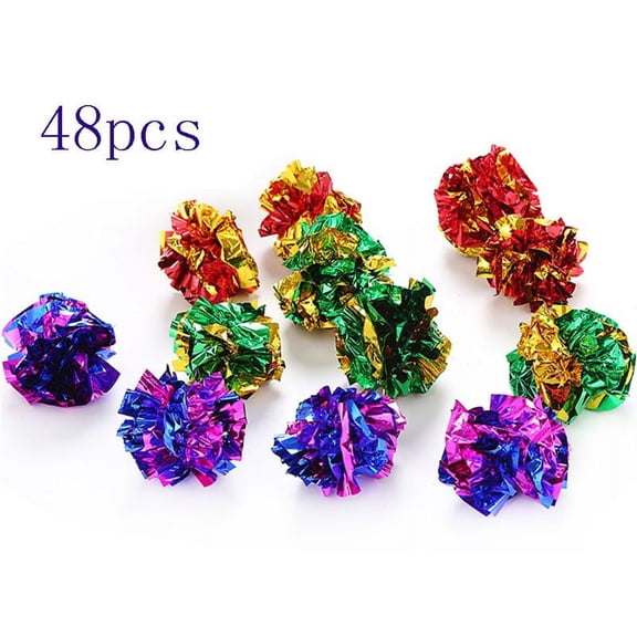 Yiran Colorful Crinkle Paper Ball, Cat Toy, 48Pcs, Play for Cats