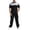 Black, variant on Mens 2 Piece Sweatsuits Outfits Short Sleeve Pullover Loungewear And Joggers Sweatpants Loose Pants Summer Casual Track Suits Set Walking Suits Blue S