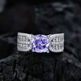 thumbnail image 6 of 925 Sterling Silver Radiant Cut Emerald Pink Sapphire Citrine High Carbon Diamonds Gemstone Cocktail Ring Fine Jewelry, 6 of 9