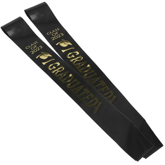 DEEPCRAFF Graduation Sash 2Pcs Black Fabric For Graduation Party Supplies And Accessories
