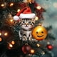 thumbnail image 5 of Colgante de coche de Navidad para gatos - Decoración colgante festiva para espejo retrovisor, mochila y hogar, adorno navideño rojo y verde, 5 of 8