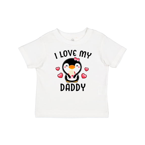 Inktastic I Love My Daddy with Cute Penguin and Hearts Girls Baby T-Shirt