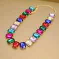 thumbnail image 5 of Rhinestone Gemstone Choker Collar Necklace for Women Sparkly Colorful Emerald Neck Chain Statement Necklace, 5 of 6