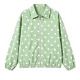 thumbnail image 6 of Tqcoqu Women's Polka Dot Zip Up Jacket, Lapel Collar Bubble Sleeve Loose Lightweight Windbreaker Casual Outerwear,Women's,Size M-XXXL, 6 of 9