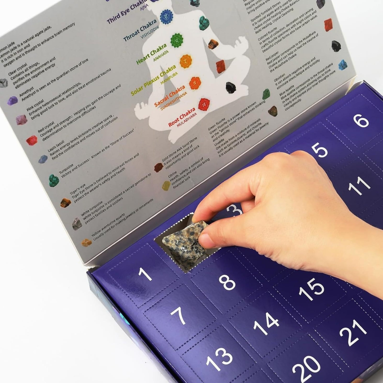 Tupukom Advent Calendar 2025 24 Natural Gemstones & Healing Stones Advent Calendar With Geographic Gemstone Rocks And Minerals - Christmas Countdown Gift for Boys, Girls, Teens & Adults
