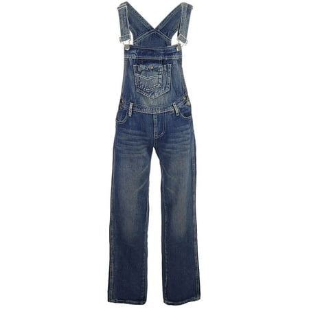 Bib Overalls Hi Back Zipper - Anna-Kaci Womens Blue Denim Jean Straight Leg Distressed Pocket Bib Overalls