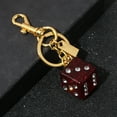 thumbnail image 3 of YANONELRY Fashion Pink Size Dice Crystal Drip Alphabet Keychain Student Red Good Luck Dice String Epoxy Gold Foil Resin Rhinestones Y2K Purse Accessorie, 3 of 7