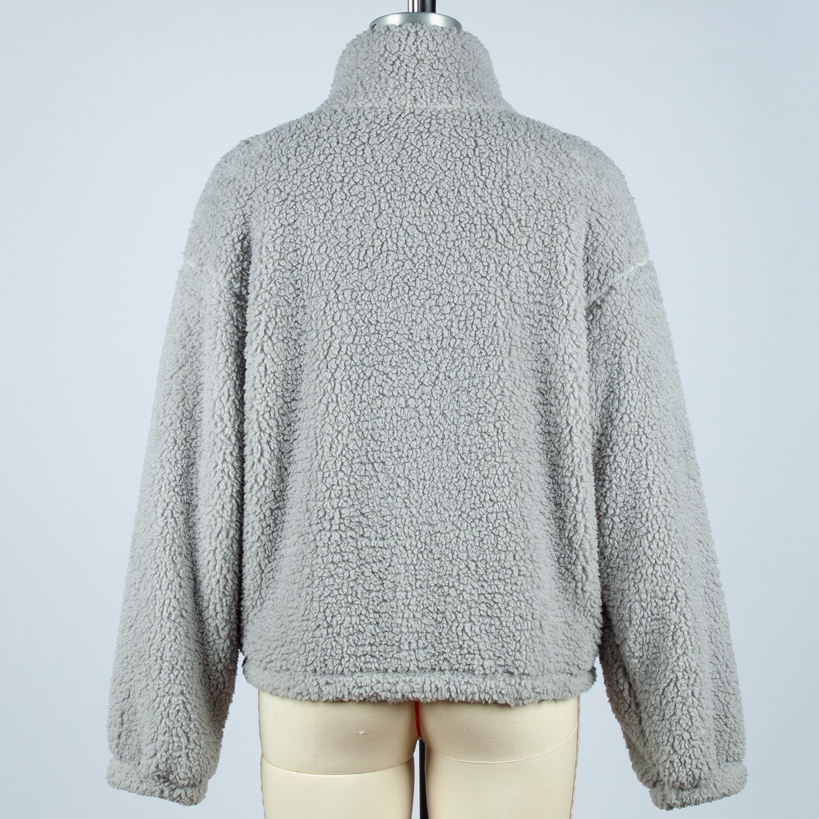 Fuzzy drawstring teddy jacket hotsell