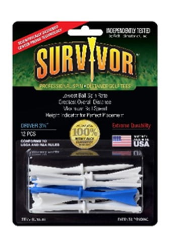 Green Keepers Survivor Driver Golf Tee 3-1/4″ - Blue and White Plastic Tee
